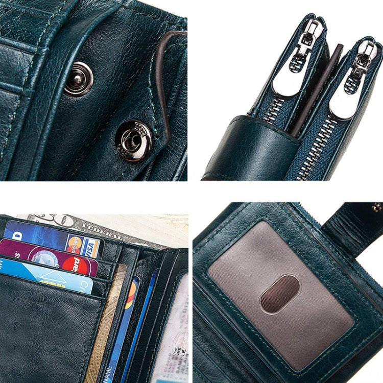 BP804 RFID Anti-Theft Wallet Multi-Function Buckle Zipper Retro Leisure Coin Purse(Blue) - Antimagnetic RFID Package by PMC TechLife | Online Shopping South Africa | PMC TechLife | Buy Now Pay Later Mobicred