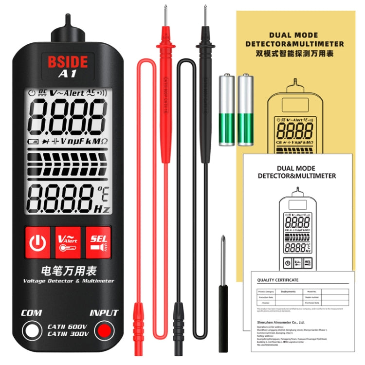 BSIDE A1 Dual Mode Smart Handheld High Precision Detection Electrician Voltage Multimeter Without Battery(Black) - Digital Multimeter by BSIDE | Online Shopping South Africa | PMC TechLife | Buy Now Pay Later Mobicred