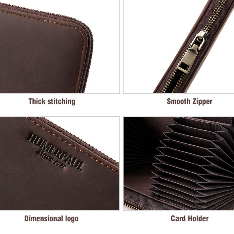 HUMERPAUL BP816 RFID Anti-Magnetic Men Long Wallet Business Retro Multi-Card Solt Handbag(Brown) - free shipping - PMC TechLife - Order now!