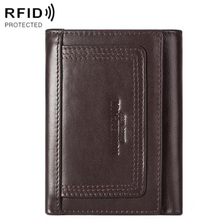HUMERPAUL BP992 RFID Anti-Magnetic Multi-Card Position Zipper Coin Purse Leather Men Wallet(Dark Brown) - free shipping - PMC TechLife - Order now!