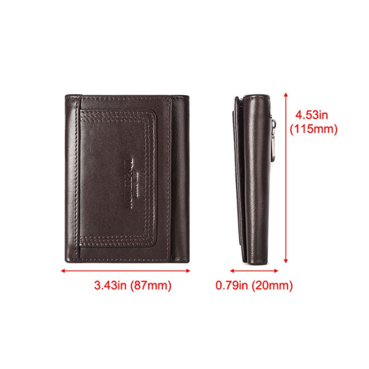 HUMERPAUL BP992 RFID Anti-Magnetic Multi-Card Position Zipper Coin Purse Leather Men Wallet(Dark Brown) - free shipping - PMC TechLife - Order now!