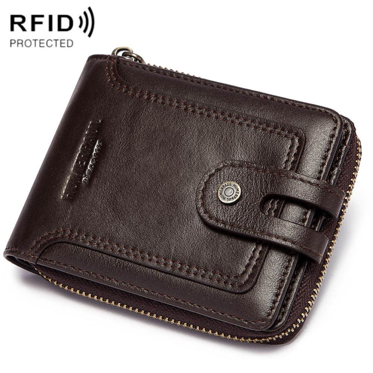 HUMERPAUL BP948-s RFID Anti-Theft Brush Men Leather Wallet Short Coin Purse(Brown) - Antimagnetic RFID Package by HUMERPAUL | Online Shopping South Africa | PMC TechLife | Buy Now Pay Later Mobicred