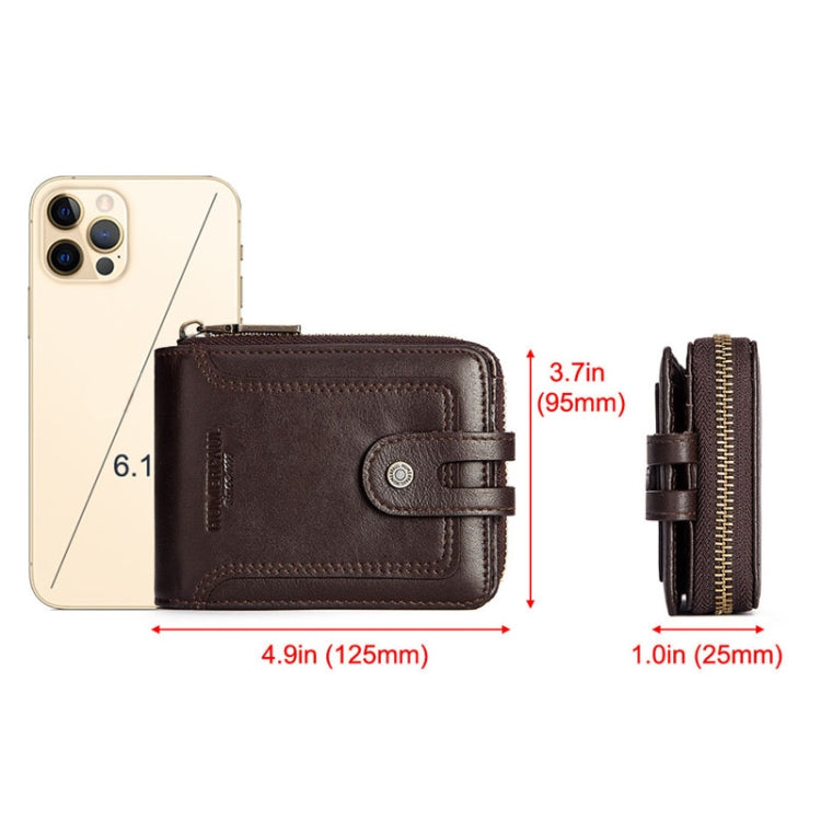 HUMERPAUL BP948-s RFID Anti-Theft Brush Men Leather Wallet Short Coin Purse(Brown) - Antimagnetic RFID Package by HUMERPAUL | Online Shopping South Africa | PMC TechLife | Buy Now Pay Later Mobicred