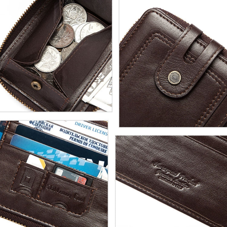 HUMERPAUL BP948-s RFID Anti-Theft Brush Men Leather Wallet Short Coin Purse(Brown) - Antimagnetic RFID Package by HUMERPAUL | Online Shopping South Africa | PMC TechLife | Buy Now Pay Later Mobicred