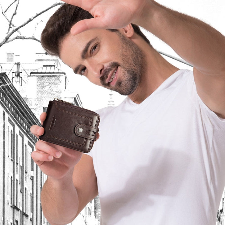 HUMERPAUL BP948-s RFID Anti-Theft Brush Men Leather Wallet Short Coin Purse(Brown) - Antimagnetic RFID Package by HUMERPAUL | Online Shopping South Africa | PMC TechLife | Buy Now Pay Later Mobicred