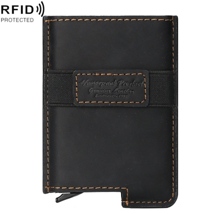 HUMERPAUL BP977 RFID Anti-Theft Card Box Leather Automatic Credit Card Set(Black) - Antimagnetic RFID Package by HUMERPAUL | Online Shopping South Africa | PMC TechLife | Buy Now Pay Later Mobicred
