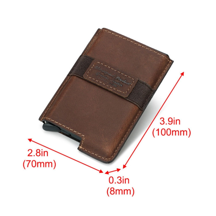 HUMERPAUL BP977 RFID Anti-Theft Card Box Leather Automatic Credit Card Set(Dark Brown) - Antimagnetic RFID Package by HUMERPAUL | Online Shopping South Africa | PMC TechLife | Buy Now Pay Later Mobicred