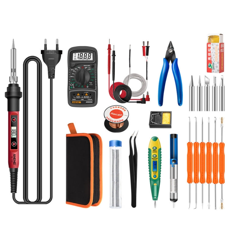 ANENG SL102 24pcs/set Digital Thermostat Household Constant Temperature Soldering Iron Set 60W Internal Heat Welding Tool Kit(EU Plug) - free shipping - PMC TechLife - Order now!