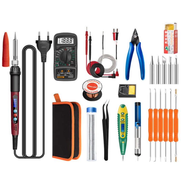 ANENG SL103 25pcs/set Intelligent Digital Display Temperature Adjustment Household Constant Temperature Soldering Iron Set 60W Internal Heat Welding Tool Kit(EU Plug) - free shipping - PMC TechLife - Order now!