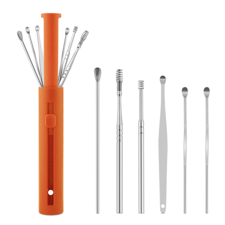 2 Packs Push-Pull Cylinder Storage Ear Scoop Set, Specification: 6 PCS/Set Orange - Ear Care Tools by PMC TechLife | Online Shopping South Africa | PMC TechLife | Buy Now Pay Later Mobicred