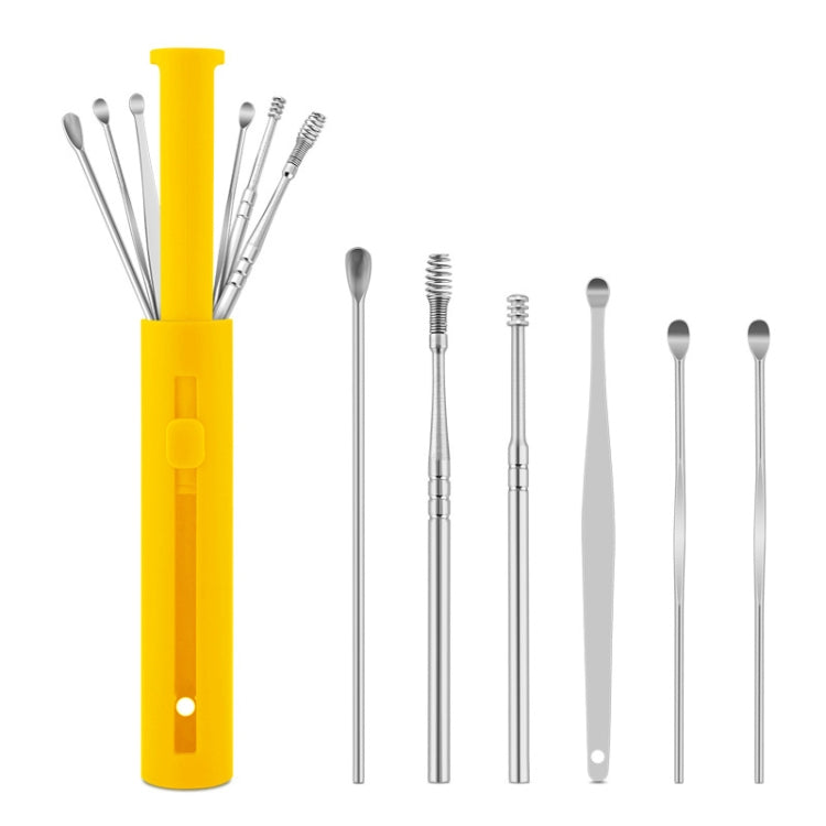 2 Packs Push-Pull Cylinder Storage Ear Scoop Set, Specification: 6 PCS/Set Yellow - Ear Care Tools by PMC TechLife | Online Shopping South Africa | PMC TechLife | Buy Now Pay Later Mobicred