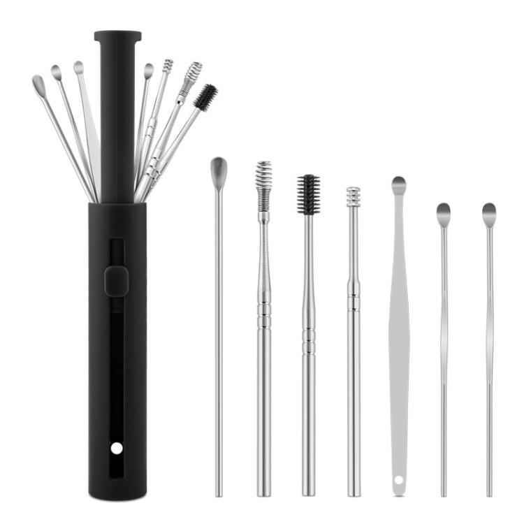 2 Packs Push-Pull Cylinder Storage Ear Scoop Set, Specification: 7 PCS/Set Black - Ear Care Tools by PMC TechLife | Online Shopping South Africa | PMC TechLife | Buy Now Pay Later Mobicred