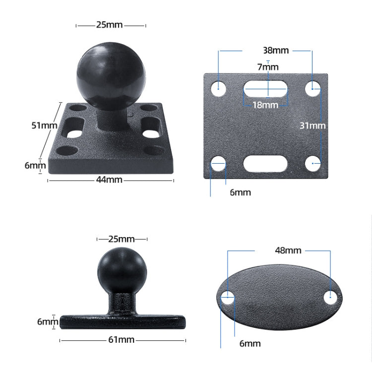 KZ06J Monitor Mount Tablet PC Aluminum Alloy Agricultural Machinery Bracket, Style: Middle Square+Link+Middle Square - Desktop Holder by PMC TechLife | Online Shopping South Africa | PMC TechLife | Buy Now Pay Later Mobicred