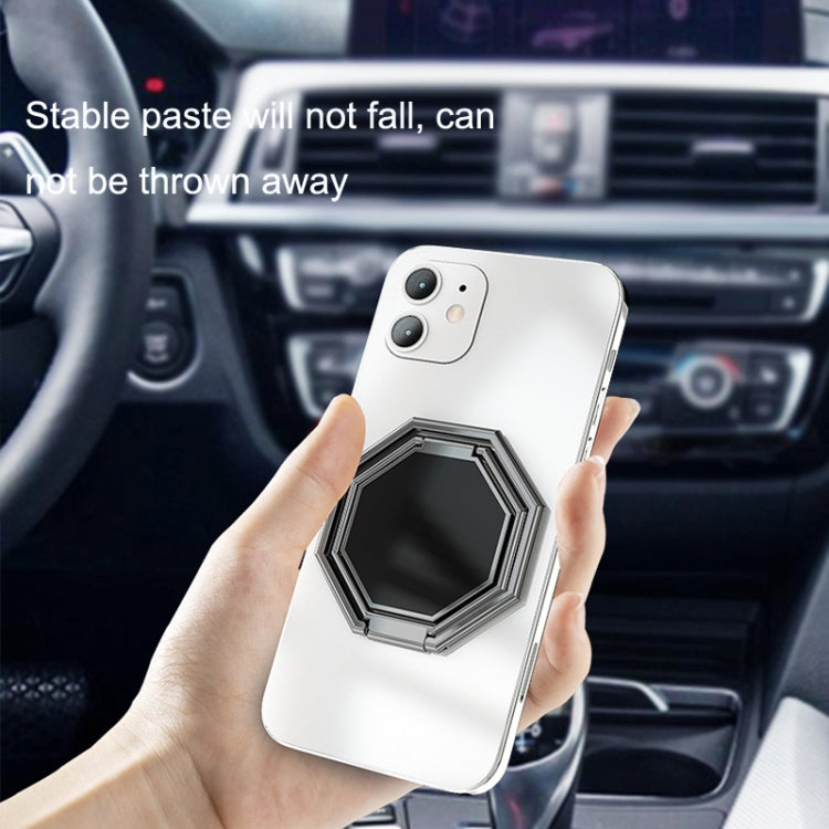Metal Ring Buckle Live Rotating Magnetic Suction Car Desktop Tablet Folding Phone Bracket(Black) - Desktop Holder by PMC TechLife | Online Shopping South Africa | PMC TechLife