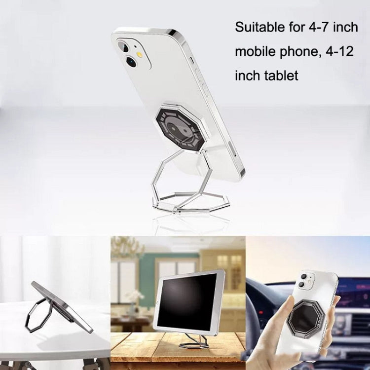 Metal Ring Buckle Live Rotating Magnetic Suction Car Desktop Tablet Folding Phone Bracket(Black) - Desktop Holder by PMC TechLife | Online Shopping South Africa | PMC TechLife