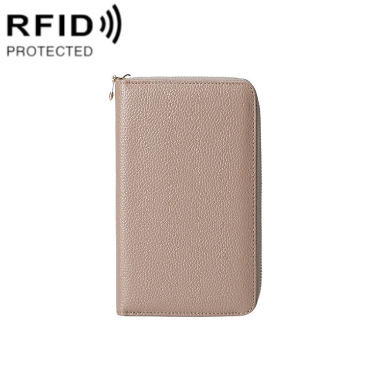 1659 RFID Anti-magnetic Anti-theft Passport Bag Document Bag Wallet(Khaki) - free shipping - PMC TechLife - Order now!