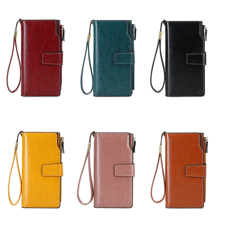 1669 RFID Anti-magnetic Anti-theft Retro Long Wallet Card Holder Document Bag(Peacock Blue) - Antimagnetic RFID Package by PMC TechLife | Online Shopping South Africa | PMC TechLife | Buy Now Pay Later Mobicred