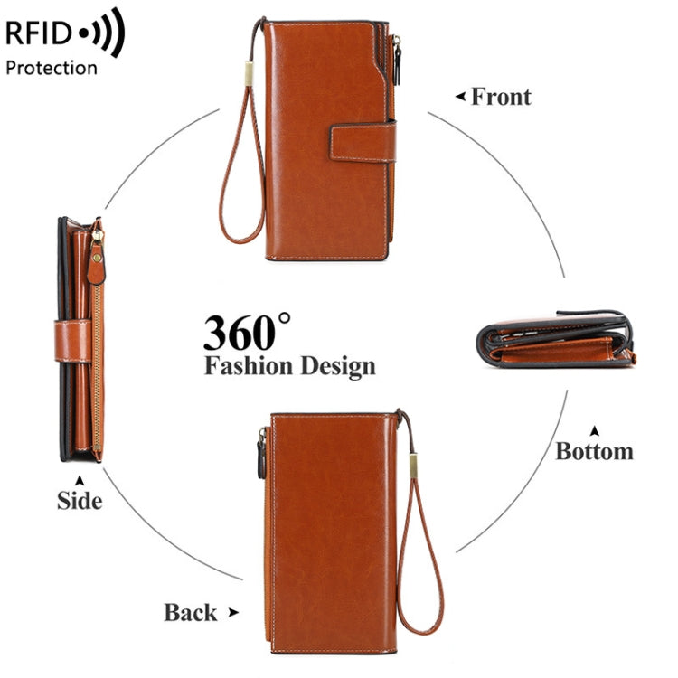 1669 RFID Anti-magnetic Anti-theft Retro Long Wallet Card Holder Document Bag(Retro Brown) - Antimagnetic RFID Package by PMC TechLife | Online Shopping South Africa | PMC TechLife | Buy Now Pay Later Mobicred