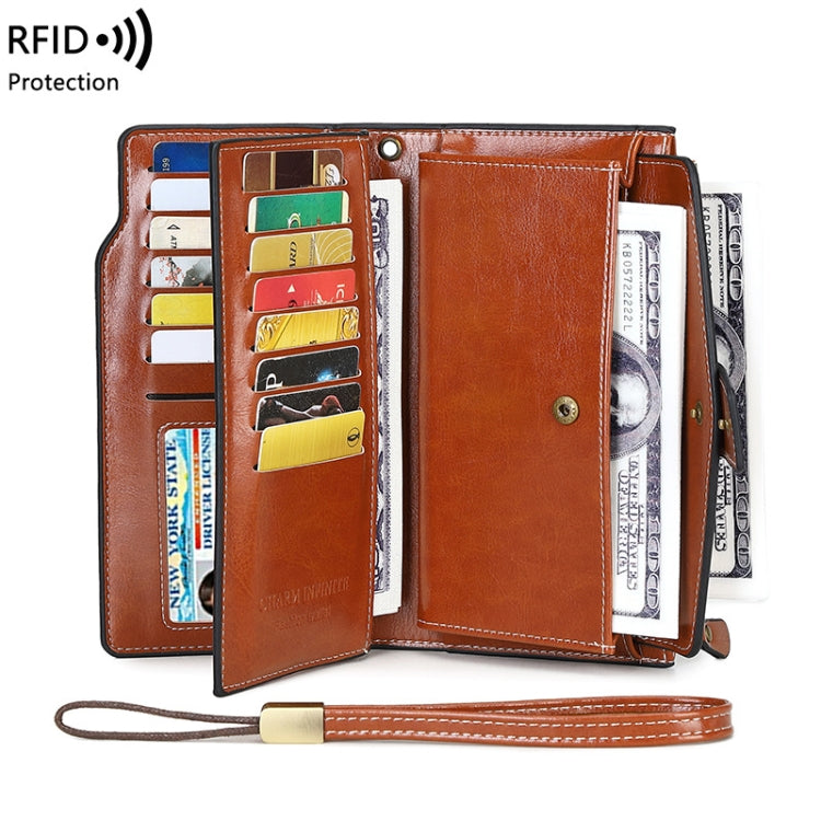 1669 RFID Anti-magnetic Anti-theft Retro Long Wallet Card Holder Document Bag(Peacock Blue) - Antimagnetic RFID Package by PMC TechLife | Online Shopping South Africa | PMC TechLife | Buy Now Pay Later Mobicred