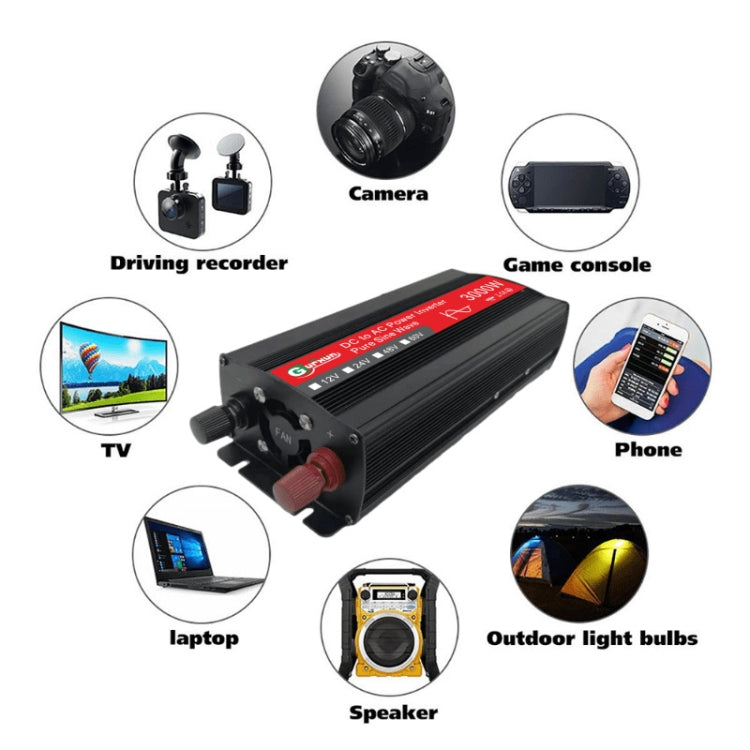 Gurxun Sine Wave Inverter 3000W 12/24/48/60V To 220V Car Boost Converter, Specification: 48V-220V -  by PMC TechLife | Online Shopping South Africa | PMC TechLife
