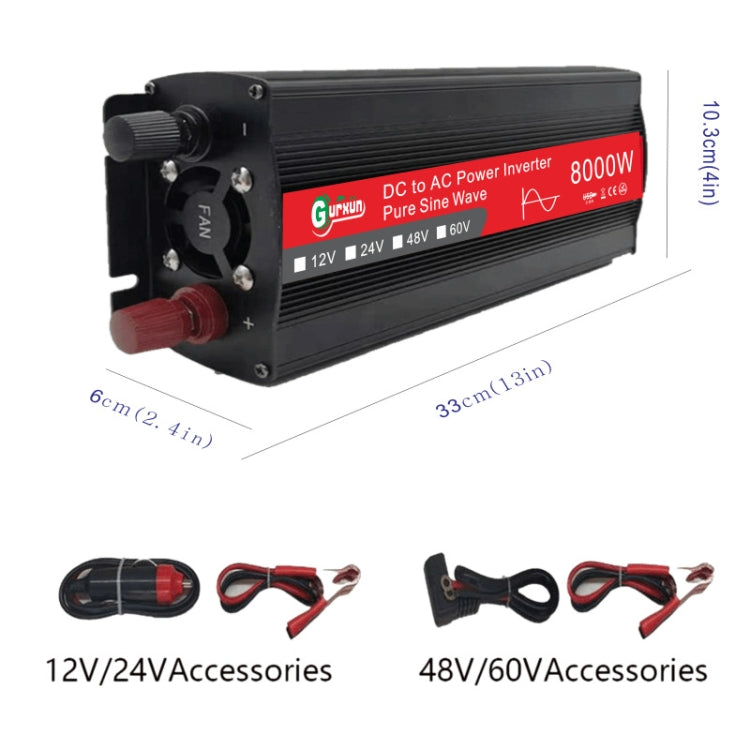 Gurxun 8000W High Power Household Car Sine Wave Inverter, Specification: 12V To 220V - free shipping - PMC TechLife - Order now!