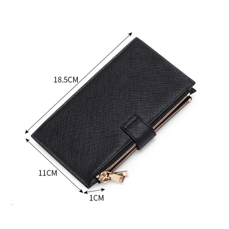 GLQ167  RFID Two-way Folding PU Cross Pattern With Zipper Pocket Wallet(Light Blue) - Antimagnetic RFID Package by PMC TechLife | Online Shopping South Africa | PMC TechLife | Buy Now Pay Later Mobicred