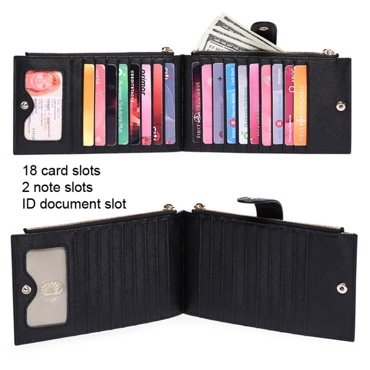 GLQ167  RFID Two-way Folding PU Cross Pattern With Zipper Pocket Wallet(Light Blue) - Antimagnetic RFID Package by PMC TechLife | Online Shopping South Africa | PMC TechLife | Buy Now Pay Later Mobicred