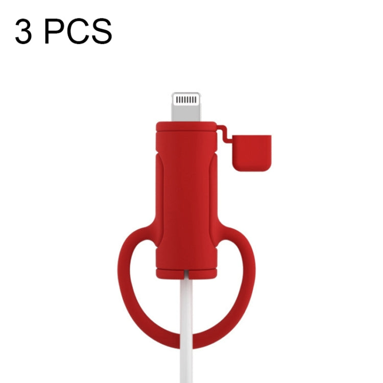3 PCS Soft Washable Data Cable Silicone Case For Apple, Spec: 8 Pin (Red) - Cable Organizer by PMC TechLife | Online Shopping South Africa | PMC TechLife | Buy Now Pay Later Mobicred