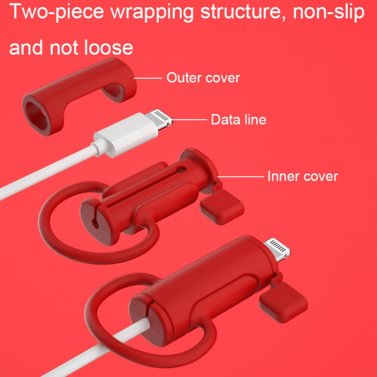 3 PCS Soft Washable Data Cable Silicone Case For Apple, Spec: USB (Red) - Cable Organizer by PMC TechLife | Online Shopping South Africa | PMC TechLife