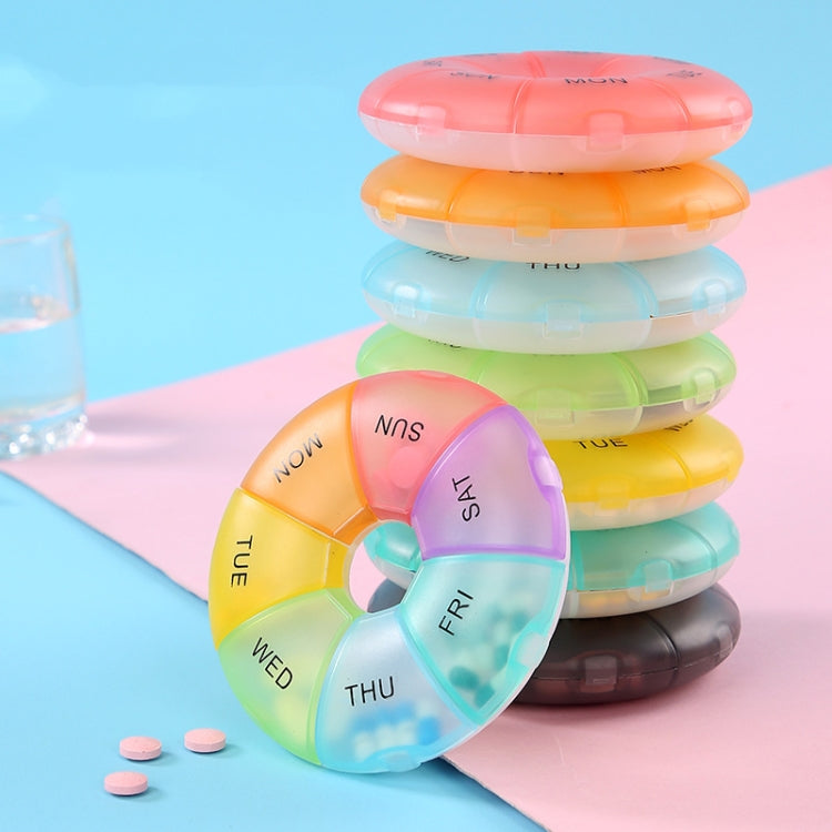 2 PCS Round 7 Days Rainbow Color Portable Pill Box Plastic Seven Grid(Cyan) - free shipping - PMC TechLife - Order now!