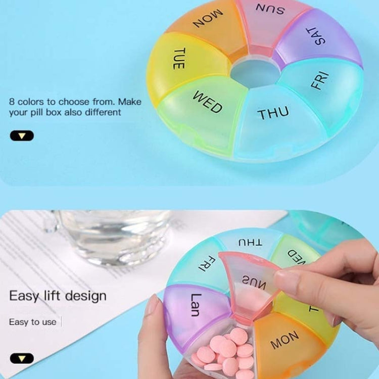 2 PCS Round 7 Days Rainbow Color Portable Pill Box Plastic Seven Grid(Cyan) - free shipping - PMC TechLife - Order now!