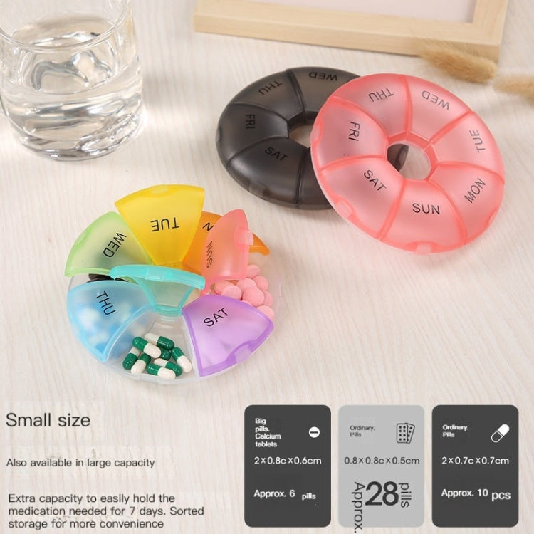 2 PCS Round 7 Days Rainbow Color Portable Pill Box Plastic Seven Grid(Light Green) - free shipping - PMC TechLife - Order now!