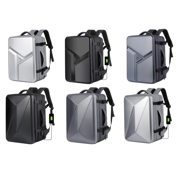 Large-capacity Waterproof Expandable Hard Shell Backpack with USB Charging Hole(161 Light Grey) - Backpack by PMC TechLife | Online Shopping South Africa | PMC TechLife | Buy Now Pay Later Mobicred