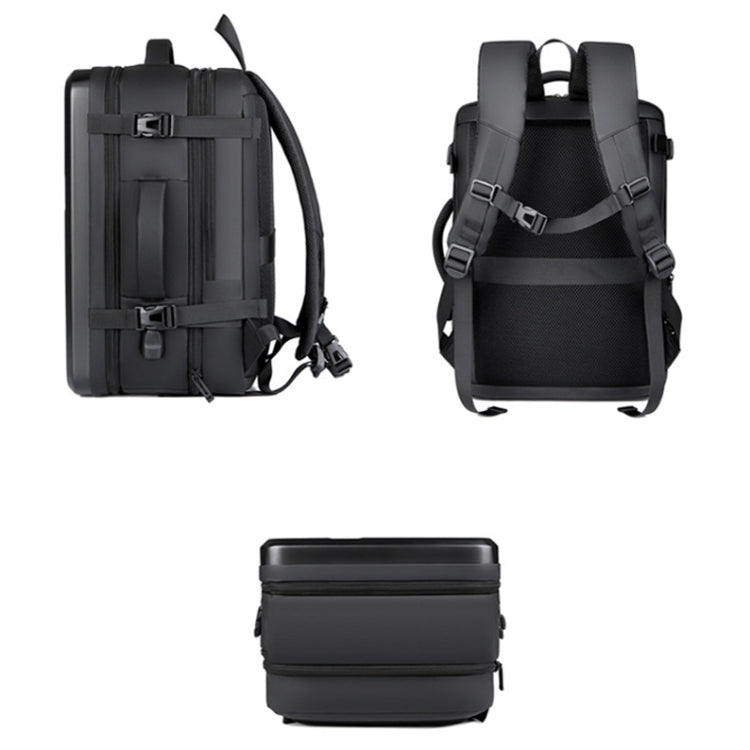 Large-capacity Waterproof Expandable Hard Shell Backpack with USB Charging Hole(161 Light Grey) - Backpack by PMC TechLife | Online Shopping South Africa | PMC TechLife | Buy Now Pay Later Mobicred