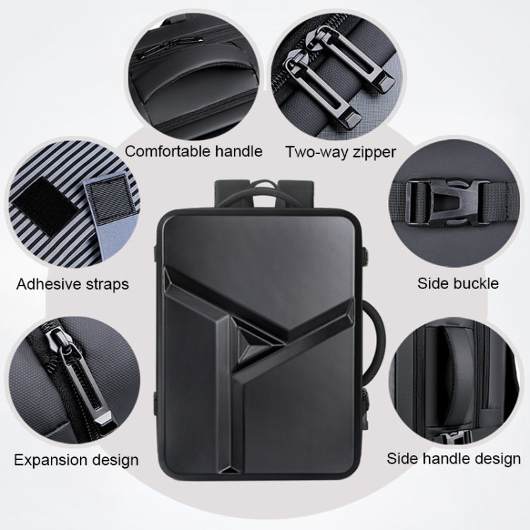 Large-capacity Waterproof Expandable Hard Shell Backpack with USB Charging Hole(161 Light Grey) - Backpack by PMC TechLife | Online Shopping South Africa | PMC TechLife | Buy Now Pay Later Mobicred