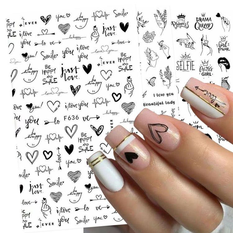 10 PCS Cartoon Heart Letters Comic Character Nail Art Sticker 3D Adhesive Nail Stickers(F640) - free shipping - PMC TechLife - Order now!