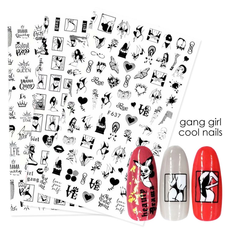 10 PCS Cartoon Heart Letters Comic Character Nail Art Sticker 3D Adhesive Nail Stickers(F638) - free shipping - PMC TechLife - Order now!
