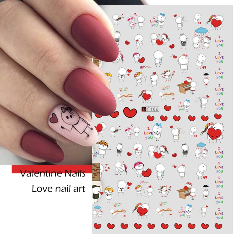 10 PCS Cartoon Heart Letters Comic Character Nail Art Sticker 3D Adhesive Nail Stickers(F640) - free shipping - PMC TechLife - Order now!