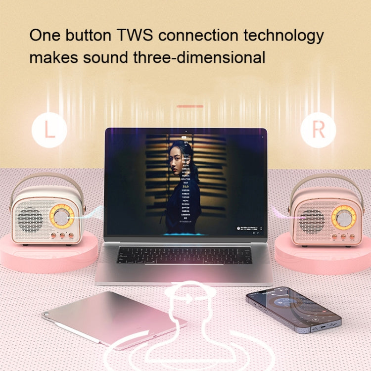 DW21 Vintage Radio BT Speaker Support TF Card/U Disk to Play(Pink) - Desktop Speaker by PMC TechLife | Online Shopping South Africa | PMC TechLife | Buy Now Pay Later Mobicred