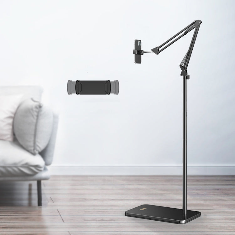 SSKY L10 Home Cantilever Ground Phone Holder Tablet Support Holder, Style: Fixed+Phone Clip (Black) - Lazy Bracket by SSKY | Online Shopping South Africa | PMC TechLife | Buy Now Pay Later Mobicred