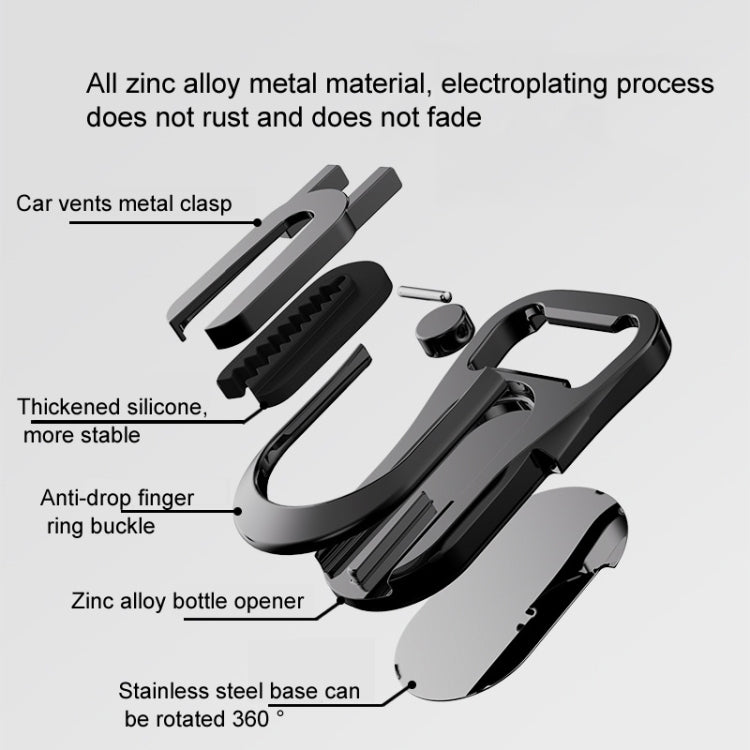 Multifunction Car Air Vent Phone Holder Finger Ring Phone Bracket Bottle Opener(Silver) - free shipping - PMC TechLife - Order now!