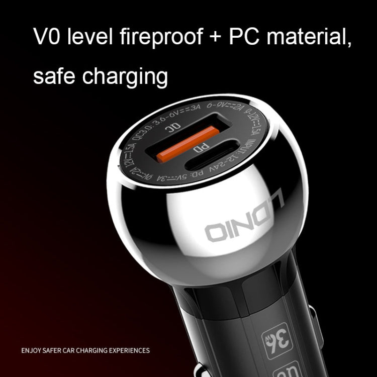 LDNIO C1 36W PD + QC 3.0 Car Fast Charger High Power Smart USB Car Charger with 8 Pin Cable - free shipping - PMC TechLife - Order now!
