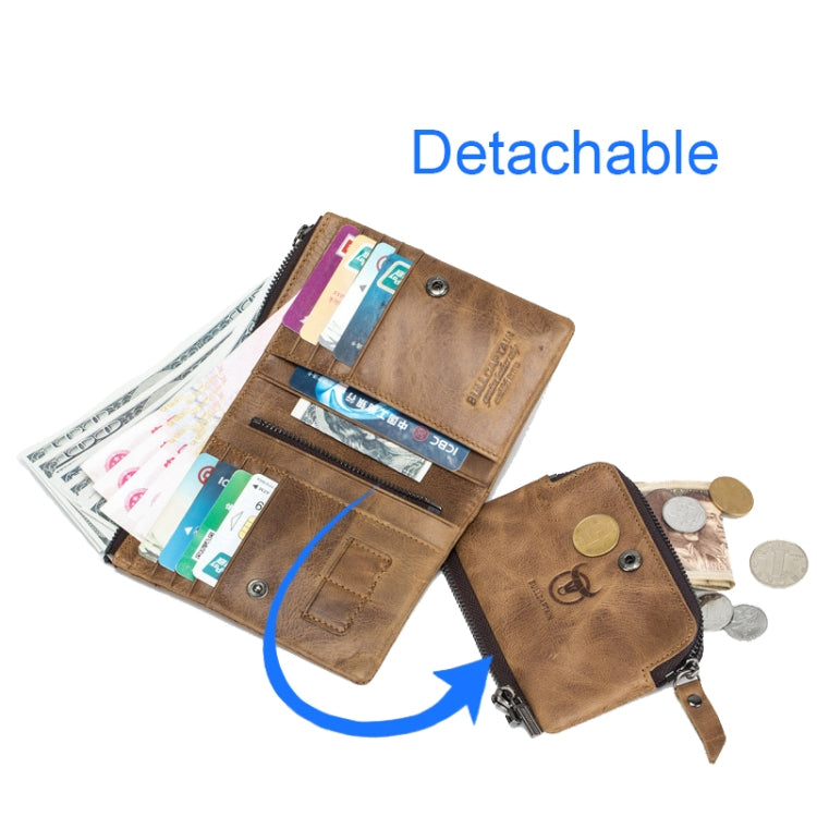 BULL CAPTAIN 013 RFID Anti-theft Detachable Retro Leather Wallet with Multiple Dard Dlots(Brown) - free shipping - PMC TechLife - Order now!