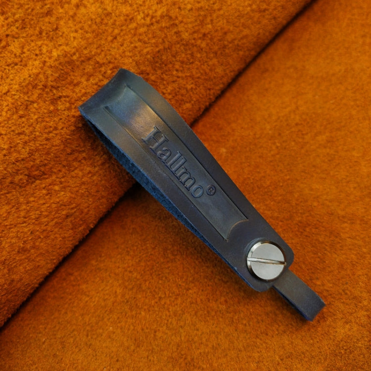 Hallmo First Layer Cowhide Leather Car Keychain(Crazy Horse Leather Blue) - Key Rings by Hallmo | Online Shopping South Africa | PMC TechLife | Buy Now Pay Later Mobicred