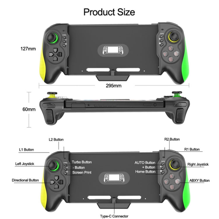 STK-7037 For Switch Game Controller with 6-axis Somatosensory Burst Function(Yellow Green) - Gamepads by PMC TechLife | Online Shopping South Africa | PMC TechLife