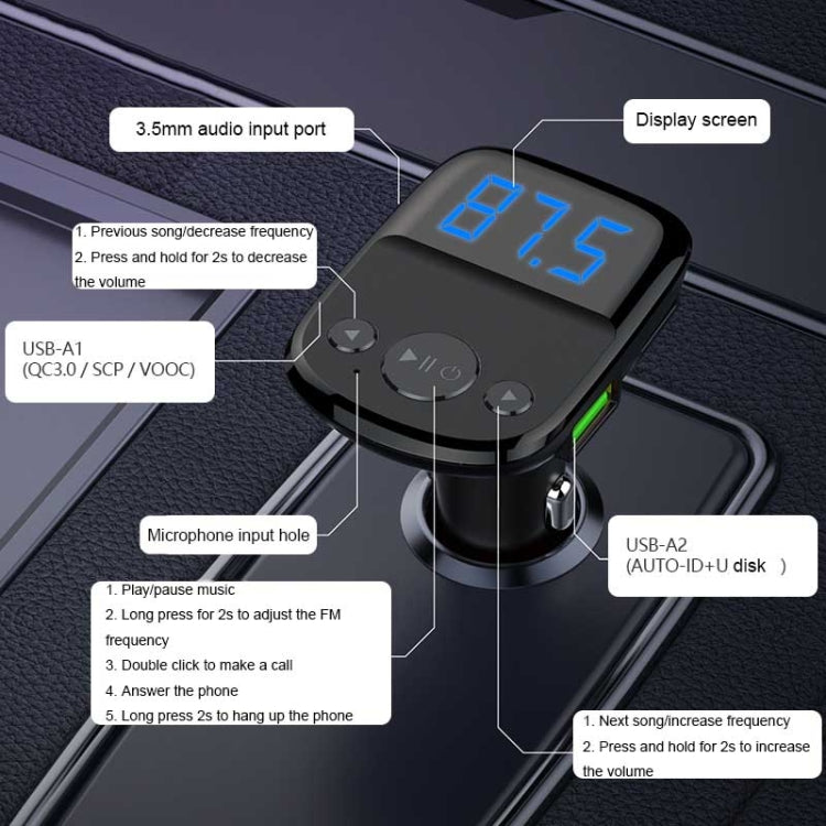 LDNIO C706Q QC3.0+AUTO-ID Car Bluetooth FM Music Digital Display Car Charger with Micro USB Cable - free shipping - PMC TechLife - Order now!