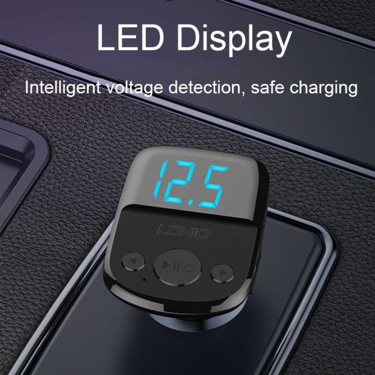 LDNIO C706Q QC3.0+AUTO-ID Car Bluetooth FM Music Digital Display Car Charger with 8 Pin Cable - Car Charger by LDNIO | Online Shopping South Africa | PMC TechLife | Buy Now Pay Later Mobicred