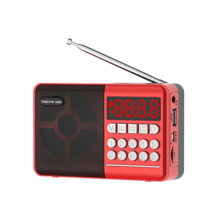 TEMEIYIN LED Digital Display Card Bluetooth Radio Speaker Morning Exercise Portable Player, Color: Red - Desktop Speaker by TEMEIYIN | Online Shopping South Africa | PMC TechLife | Buy Now Pay Later Mobicred
