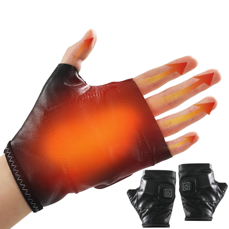 1 Pair Adjustable Temperature Rechargeable Intelligent Electric Heating Gloves Half Finger Gloves, Size: M(Black) - free shipping - PMC TechLife - Order now!