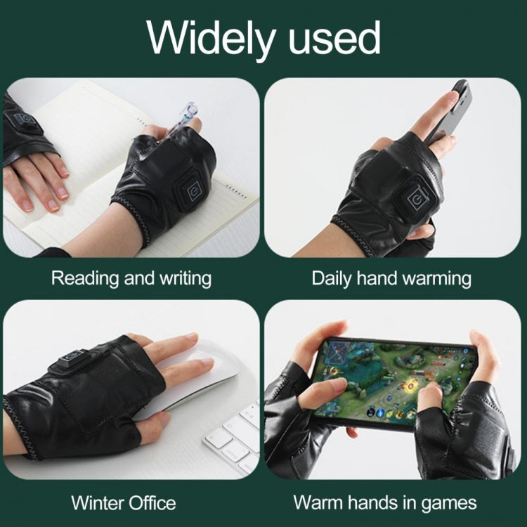 1 Pair Adjustable Temperature Rechargeable Intelligent Electric Heating Gloves Half Finger Gloves, Size: M(Black) - free shipping - PMC TechLife - Order now!